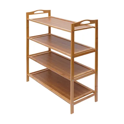 Image de Étagères à chaussures 4 niveaux Armoire à chaussures en bois stratifié Étagère à chaussures Support à chaussures Rangement
