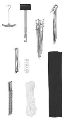 Produktbild von CountrySide Zeltzubehör-Set, 50-teilig, mit Heringen, Hammer und Leinen im Rollbeutel
