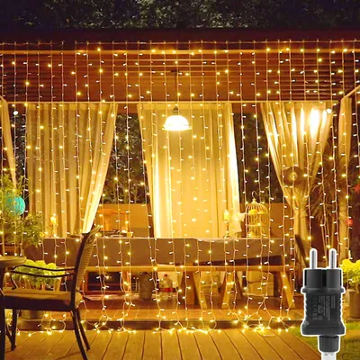 Productafbeelding van Lichtgordijn voor binnen, 3 x 2 m, 200 leds, 8 modi, IP44-waterdicht, decoratie voor bruiloften en feesten