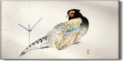 Produktbild von Küchenuhr Bürouhr Leinwand Uhr 60x30 Malerei Asiatische Tier Vogel Kunst - weiße Hände
