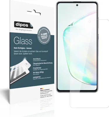 Product packaging for a screen protector, with the screen protector shown on a smartphone.