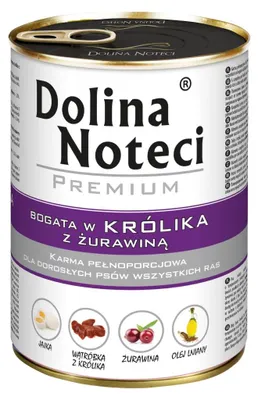 Produktbild von Dolina Noteci PREMIUM reich an Kaninchen mit Cranberry Dose 400 g Nassfutter für Hunde