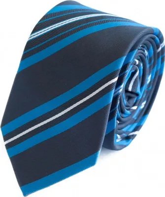 Produktbild von Fabio Farini - 1 Stück gestreifte Herren Krawatte - Tie mit Streifen in 6cm oder 8cm Breite Schmal (6cm), Royalblau/Blau/Weiß