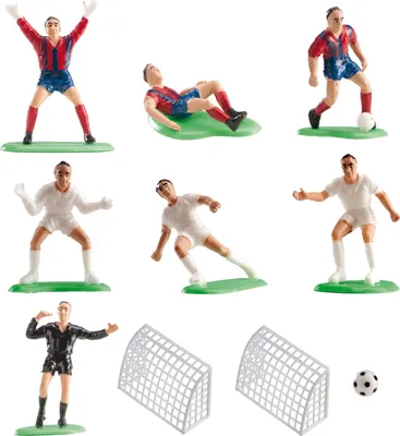 Produktbild von Fußball Tortendeko Set 4x10x23 cm Weiß Rot Kuchen Deko Party Zubehör