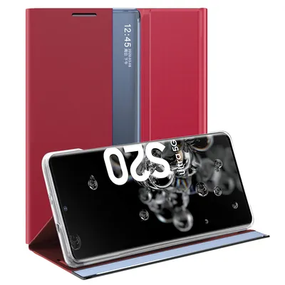 Obrázek produktu pro Galaxy S20 Ultra Pouzdro, Slim Flip Kožené Pouzdro s Okénkem a Stojánkem pro Samsung Galaxy S20 Ultra červené