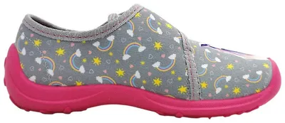 Imagen del producto de Fischer: Zapatos de marca. Boogy: Zapatos para niños. Modelo para niñas. Zapatillas de estar por casa. Color: gris. Estilo: casual