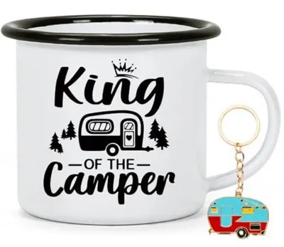Image de Tasse de camping en émail, 350 ml, "Roi du camping-car", cadeau pour les campeurs
