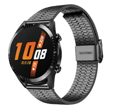 Produktbild von Strap-it Huawei Watch GT 2 Edelstahlarmband (Schwarz)