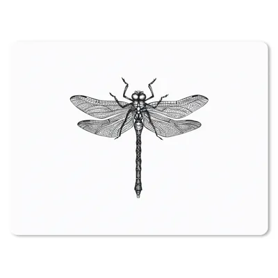 Produktbild von MuchoWow® Mauspad Mousepad Libelle - Insekten - Retro - Schwarz und weiß 23x19 cm - Mousepads - Maus Mat - Pad - Mausunterlage - Schreibtischunterlage - Mauspad