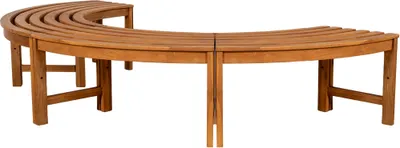Produktbild von CLP Baumbank Male halbrund ohne Rückenlehne 250 cm Teakholz wetterfest 180 Grad teak