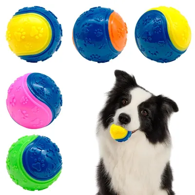 Produktbild von 5 quietschende Hundebälle, Spielbälle für Hunde, Kauspielzeug für Welpen, interaktive Hundespielzeuge