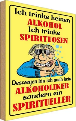 Produktbild von vianmo Holzschild 30x20 cm Kein Alkohol trinke Spirituosen Spruch Zitat