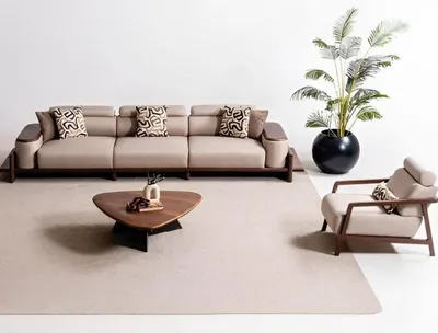 Produktbild von Moderne Wohnzimmer Sitzgarnitur r 4-Sitzer Edler Sessel 2tlg