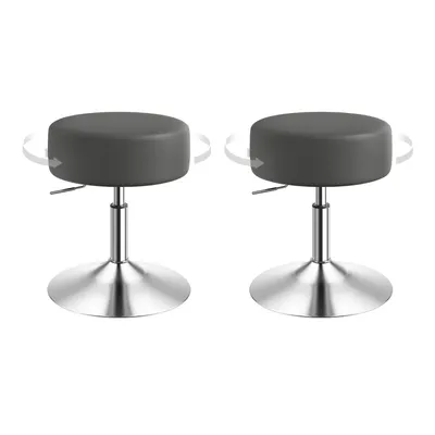 Produktbild von WOLTU Schminkhocker 2er Set, Barhocker rund, Arbeitshocker, gepolstert, Kunstleder Grau