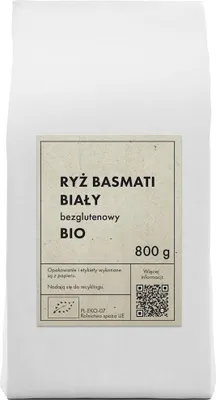 RYŻ BASMATI BIAŁY BEZGLUTENOWY BIO 800 g - THE PLANET