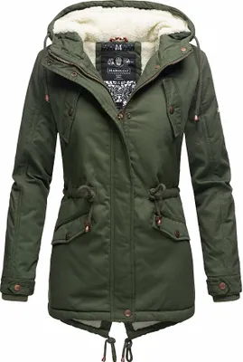 Produktbild von Marikoo Manolya Damen Winter Jacke Stepp Parka Mantel Teddyfell warm gefüttert Manolya Forest Green Gr. 36 - S