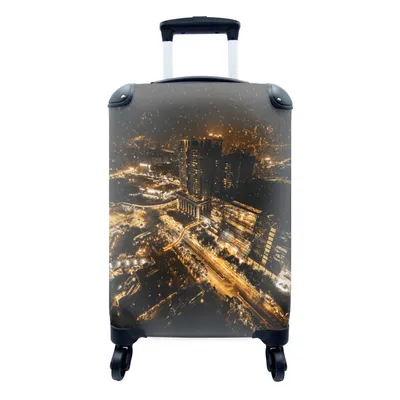 Obrázok produktu pre Kufrík Ručná batožina na kolieskach Malý cestovný kufor so 4 kolieskami Sneh - zlato - mesto - Veľkosť kabíny < 55x40x23 cm & 55x40x20 cm - Foto kufor