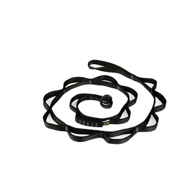 Schwarze Sicherheitskette 'Safety Chain' von singing rock; geeignet für Klettern; in einer spiralförmigen Anordnung.