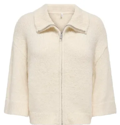 Produktbild von ONLY ONLMAGGIE 3/4 WIDE ZIP CARDI CC KNT Birch/Melange/Silver Zipper XS