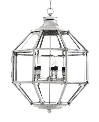 Produktbild von Casa Padrino Luxus Laterne - Luxus Nickel Hängeleuchte Durchmesser 80 x H 98 cm