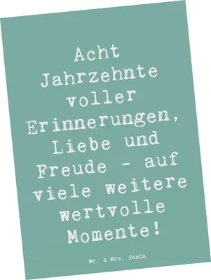 Produktbild von Mr. & Mrs. Panda Postkarte Spruch 80. Geburtstag Erinnerungen - Meeresbrise - Geschenk, Zuneigung, Ansichtskarte, Geburtsjahr, Liebe, Postkarten, Grußkarte, Freude