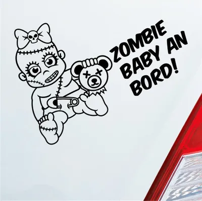 Produktbild von Auto Aufkleber Zombie Baby an Bord on Tour 30x21 cm Schwarz Glanz Sticker Heckscheibenaufkleber