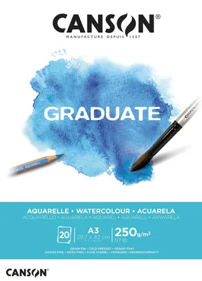 Produktbild von Canson Graduate Aquarellpapier Block, DIN A3, 20 Blatt, 250 g/m²