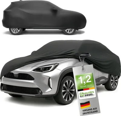 Obrázek produktu pro WALSER Prémiová autoplachta pro vnitřní použití, strečová, vysoká kvalita, oceněná jako "Velmi dobrá"*. Autoplachta pro vnitřní použití, kryt na auto, látková autoplachta, vhodná pro garáž, velikost 7, pro SUV/van, černá