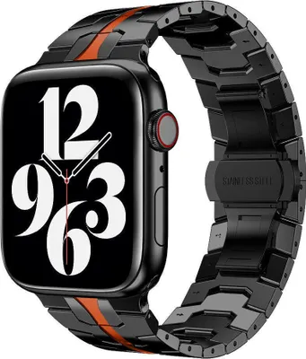 Produktbild von Strap-it Apple Watch Stahl Ironband (Schwarz/Rot)
