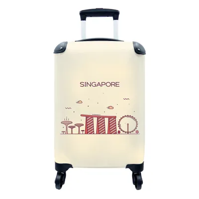 Produktbild von MuchoWow® Koffer Handgepäck Trolley Rollkoffer Kleine Reisekoffer mit 4 Rollen - Singapur - Skyline - Asien - Cabin Size < 55x40x23 cm & 55x40x20 cm - Fotokoffer - Kabinenkoffer - Boardgepäck - Reise-Box - Reisekoffer - Reisegepäck - Koffer mit Bild - Trolley für Kinder