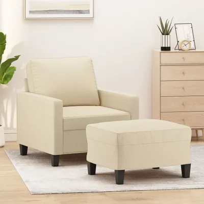 Obrázek produktu pro Maison Exclusive – křeslo s podnožkou, krémová barva, 60 cm, látkové
