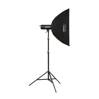 Produktbild von Walimex pro Campaigner 400 HS Set Single - Studioblitz mit 400 Ws Blitzleistung, Blitzgerät HS-Modus, 2,4 GHz Funk, mit Softbox 60 x 90 cm und Lampenstativ, inkl. Transporttasche