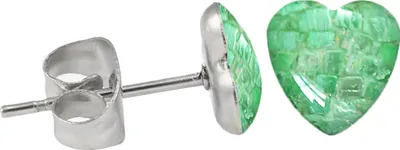 Produktbild von Chirurgenstahl Ohrstecker mit Mosaik Herz Farbe - Hellgrün