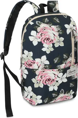 Produktbild von Zagatto ZG693 Schwarz Damen Rucksack mit Blumenmuster Schulrucksack Sportrucksack 16L 40x32x13 Reiserucksack für Flugzeug Rucksack Geräumig A4