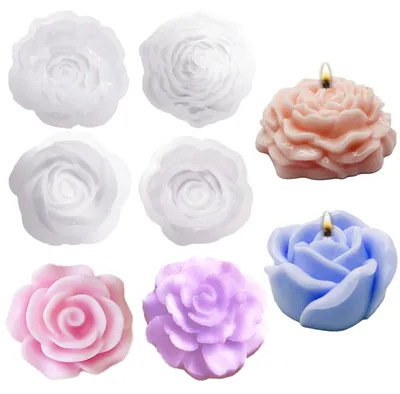 Produktbild von 4 Silikonformen, Gießformen, blumen- und rosenförmige Kerzenformen zum Gießen