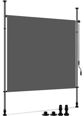 Obrázek produktu pro Boční markýza pro venkovní použití – ochrana před zvědavými pohledy na balkón – 1,2 x 2,7 m – voděodolný polyester sPolyuretanpovrchovou úpravou – ruční výsuv – bez vrtání – šedá