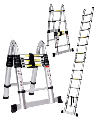 Produktbild von Teleskopleiter aus Aluminium, klappbar, mit Sicherheitsverriegelung, tragbar