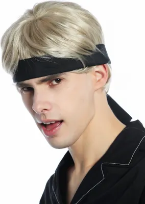 Produktbild von WIG ME UP Perücke Stirnband kurz blond 80er Karate Kämpfer CW-037-KII220