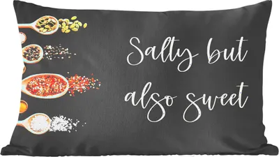 Produktbild von MuchoWow® Zierkissen Sofakissen Wohnzimmer Dekokissen 60x40 cm Sprichwörter - Salzig aber süß - Zitate - Kopfkissen - Polster mit Foto