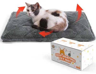 Produktbild von Selbstheizende Decke für Haustiere, Wärmematte für Katzen & Hunde, 61 x 46 cm, Bleigrau