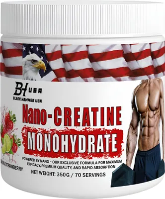 Produktbild von Nano Creatine Monohydrate 350g – Creatin Pulver für Muskelaufbau & Kraft | Black Hammer USA