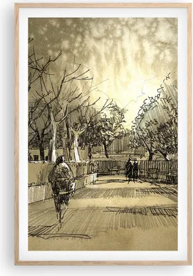 Produktbild von Gerahmtes Poster - Rahmen in heller Eiche - Park Spaziergang Baum - 61x91,5 cm - Wand Bild - Wanddeko - Wandbilder - Wandposter - Bilderrahmen - Bilder - Kunstdruck - Wandbild - P2NPA61x91-3758
