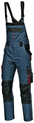 Immagine prodotto di Salopette Sir Safety Harrison con rinforzi sulle ginocchia, 65% poliestere 35% cotone, taglia 64, blu