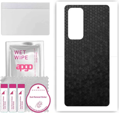 Produktbild von apgo Rückseite Schutzfolie, Skin, kompatibel mit Oppo Reno5 Pro+ 5G, Hinten Displayschutzfolie aus Vinylfolie, kratzfest, einfache Montage - Schwarze Honigwabe