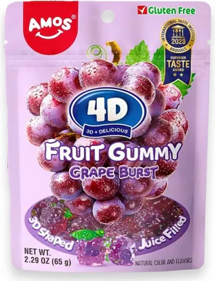 Produktbild von Amos Peelerz 4D Grape Burst Gummy weiches Mini Fruchtgummi 65g