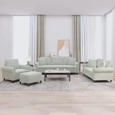 Obrázok produktu pre vidaXL 4-dielna sedacia súprava s vankúšmi Light Grey Velvet