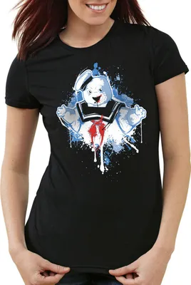 Produktbild von style3 Stay Puft Marshmallow Mann T-Shirt Damen geisterjäger schaumzucker, Farbe:Schwarz, Größe:L