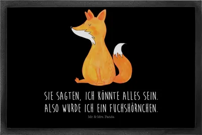 Produktbild von Mr. & Mrs. Panda Schmutzfangmatte Einhorn Fuchs 50 x 75 cm - Schwarz - Geschenk, Einhörner, Bodenvorleger, Füchse, Schuhabstreifer, fußmatte, Fuchshörnchen, Schmutzmatte