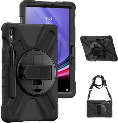 Produktbild von Armor Case mit Halterung und Gurt für Galaxy Tab S9/ S9 FE (Schwarz)