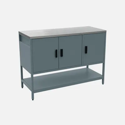 Produktbild von sweeek - Outdoor-Küche aus Stahl mit 3 Türen, 1 Regalboden L120 cm - Graublau